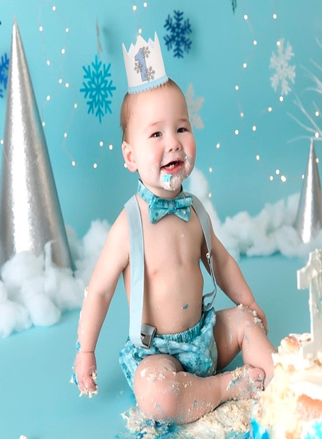 HGFC 1st Snowflake Birthday Hat - Winter Onederland First Birthday Hat For Boy,Modern Snowflake First Crown,Photo Props (Blue) - Image 3